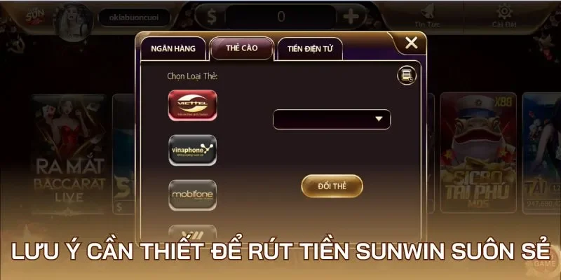 Lưu ý cần thiết để rút tiền Sunwin suôn sẻ